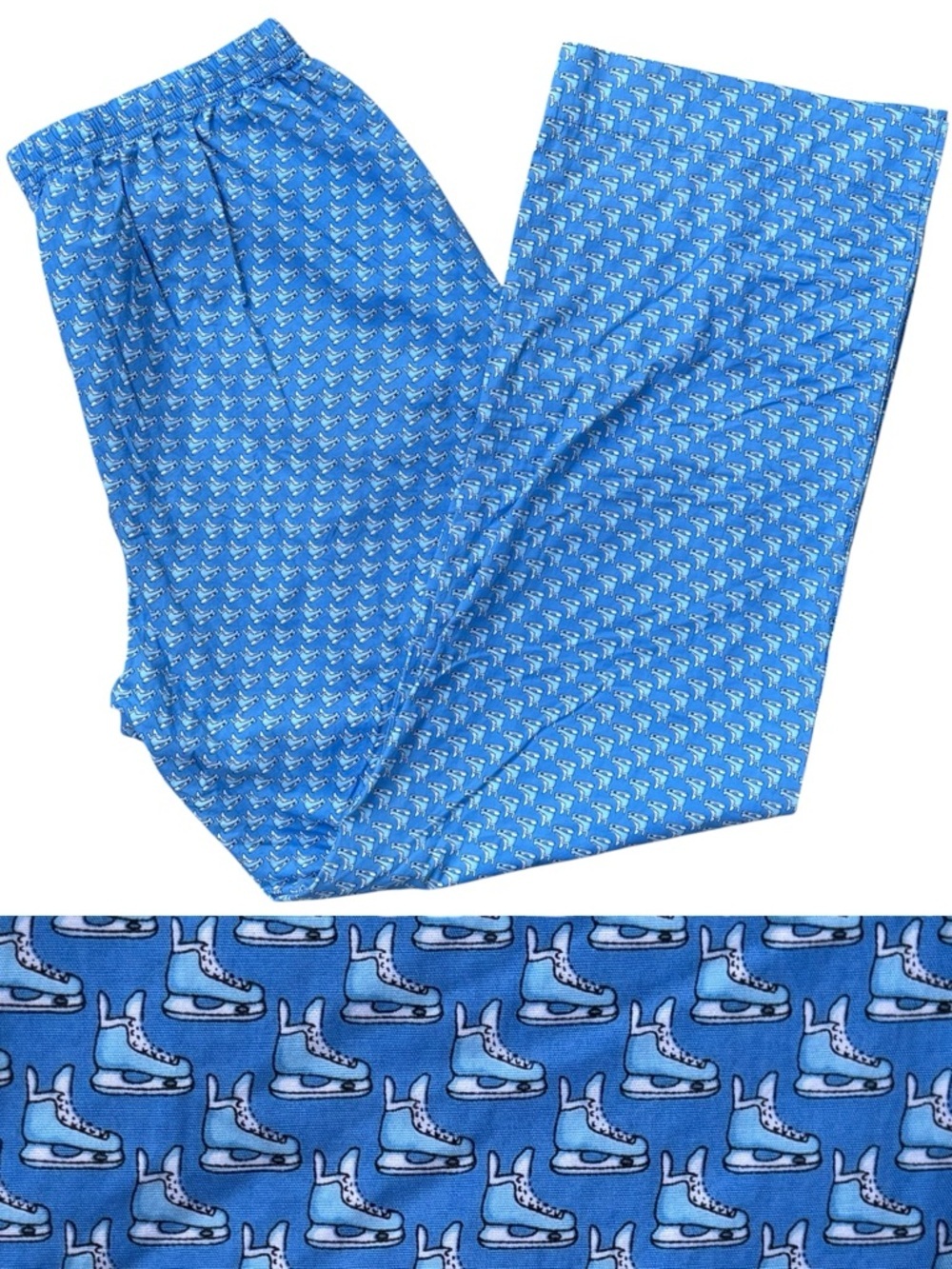 VINEYARD VINES ICE SKATE HOCKEY 1L0053 BLUE COTTON DRAWSTRING PAJAMA PJ BOTTOMS
